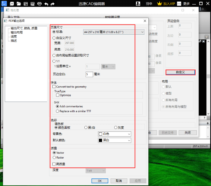 设置PDF输出选项