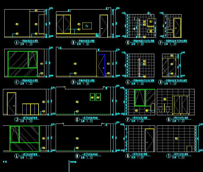 室内房屋设计立面图附加CAD施工图